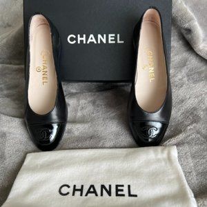5.5 CHANEL BLACK WOMENS BALLET SLIPPERS